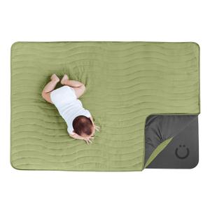 Ubbi Baby Tummy Time Floor Mat, Thick Padded Foam Play Mat for Infants & Toddlers, 40.5 x 56.5 Infant Activity Mat with Detachable Cotton Muslin Cover, Machine Washable, Foldable, Green Lily Pad
