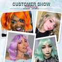Short Bob Wigs with Bangs for Women Loose Wavy Wig Curly Wavy Shoulder Length Bob Synthetic Cosplay Wig for Girl Colorful Costume Wigs (Purple)