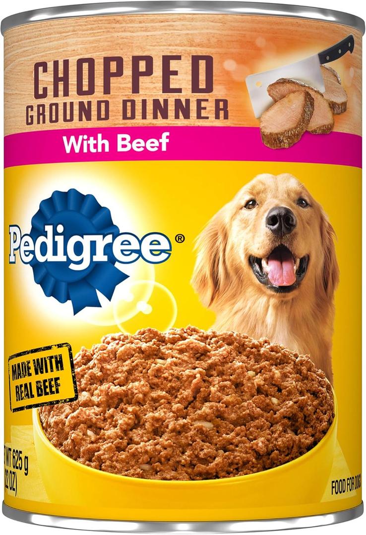 Pedigree Meaty Ground Dinner with Chopped Beef Canned Dog Food, 22 Ounce cans BB 03/19/27