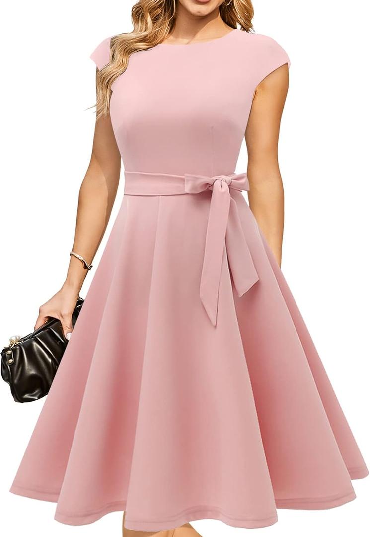 DRESSTELLS Women's Cocktail Dresses, Formal Wedding Guest Church Modest Graduation Party Prom Dress 2025 (Large)