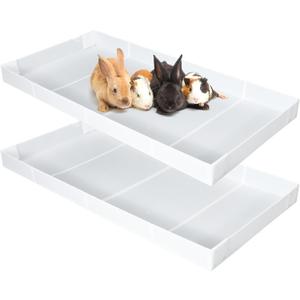 Wenqik 2 Pcs Guinea Pig Cage Liner Corrugated Plastic Cage Liner Base 2 x 4 Panel Size Guinea Pig Cage Bottom for Small Animals Hedgehogs Rabbits Cages Tray, 55 x 27 Inch(White)