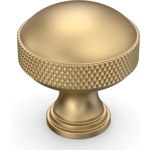 Amerdeco 10 PackChampagne Bronze knurled Cabinet Knobs Single Hole Cabinet Pulls 1.18 Inch (30MM) Diameter Round Drawer Knobs and Pulls for Bathroom Cabinets ZH0072
