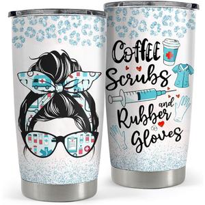 SANDJEST Nurse Tumbler 20oz Stainless Steel Insulated Coffee Travel Mug Cup for Nurses Nursing Student Female Friends Nurse Gift for Nurses Week Birthday Christmas Graduation