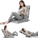 TOPSKY Adjustable Bed Wedge Pillow with Backrest, 6 Reclining Positions and Memory Foam, Wide Seat for Post Surgery, Reading, Sitting and Sleeping for Bed and Sofa (Grey, 21.65" Wide)