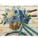 4 x Spring Summer Blue Flower Bicycle Lumbar Decorative Throw Pillow Cover, 20" x 12"