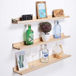 AZSKY 48 Inch Large Wood Floating Shelves for Wall Set of 3, Rustic Natural Picture Ledge Shelf Decor for Bedroom Kitchen Bathroom Living Room Nursery Display, 3 Same Sizes