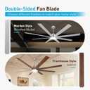 Minislak 72Inch Large Brushed Nickel Ceiling Fans with Light and Remote Control,8 Wooden Blades,6-Speeed,3CCT,Quiet Reversible DC Motor,Indoor Outdoor Ceiling Fan for Patio/Living Room/Garden