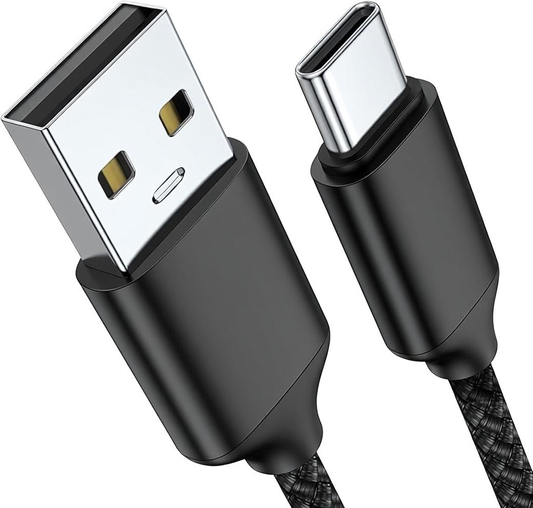 USB to USB C Cable 3FT, Type A to Type C Cord Fast Charging Durable Braided Charger for iPhone 17 Pro Max, 16/15 Plus, iPad Pro/Air/Mini/10, Galaxy, Pixel, Moto, Android Phones - Black Pack Of 2