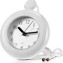 Weewooday Waterproof Bathroom Clock Small Digital White Shower Wall Clock with Easy Reading Face for Bathroom Pool Supplies(Lanyard)