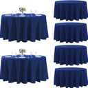 Fokitut 6 Pack Round Tablecloth, 132 Inch, Stain Resistant and Wrinkle Polyester Table Cloth, Fabric Table Cover for Kitchen Dining, Wedding, Party, Holiday Dinner-Royal Blue