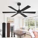 Fanbulous 52 Inch Ceiling Fans No Light with Remote, Modern Ceiling Fan Without Light, Dual Finish 6 Blades, Reversible Quiet DC Motor, 6 Speed, Large Ceiling Fan for Indoor or Covered Outdoor, Black