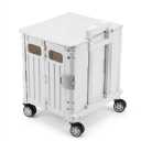Folding Portable Shopping Cart, Lightweight Plastic Hand Pull Cart with Universal Wheels, Collapsible Utility Trolley for Grocery, Shopping & Daily Storage (Off White)