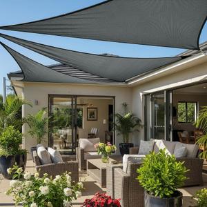 Cool Area Sun Shade Sail 10x10x14FT Triangle Shade Canopy Outdoor Sunshade for Patio Backyard Garden, Graphite Grey