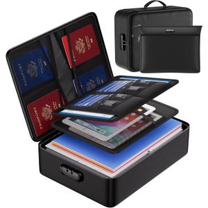 ENGPOW Fireproof Document Bag with Lock,File Organizer Set with Zipper Money Case,5 Layers Protection Fireproof Safe Storage for Important Documents,Passport,Laptop,14.2"*10.6"*4",Soft Case