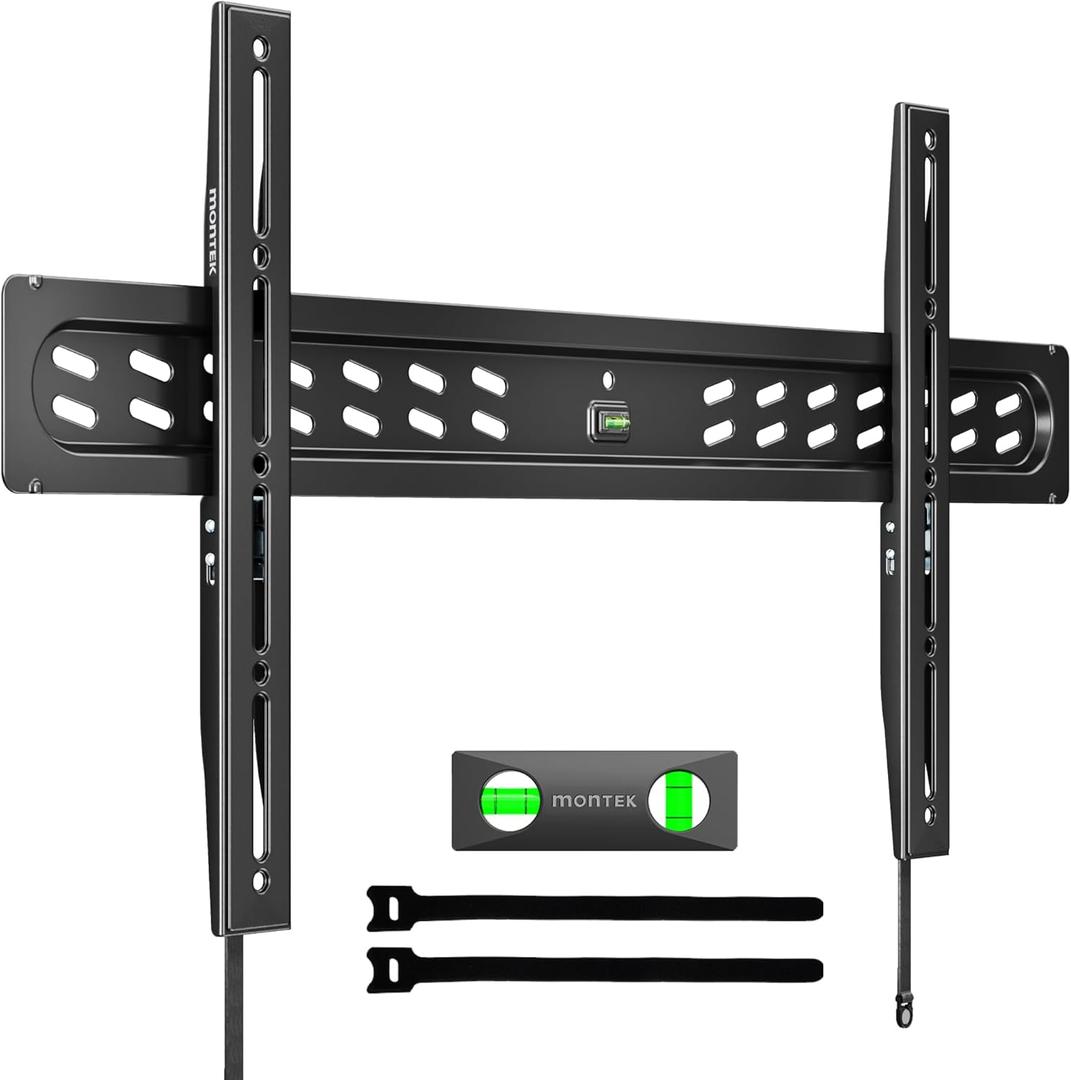 monTEK Ultra Slim Fixed TV Wall Mount Bracket for 4395" Flat & Curved TVs, Super Low Profile 0.95" from Wall, Holds 150 lbs, Supports VESA 800x400, Fits 16"/18"/24"/32" Studs