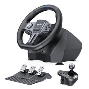 PXN - V9 Gen2 Racing Wheel - 270&900 Car Sim Steering Wheel, 3 Pedals, H Shifter, APP Support, Vibration Feedback - Gaming Steering Wheel for PC, PS4, Xbox One, Xbox Series X/S