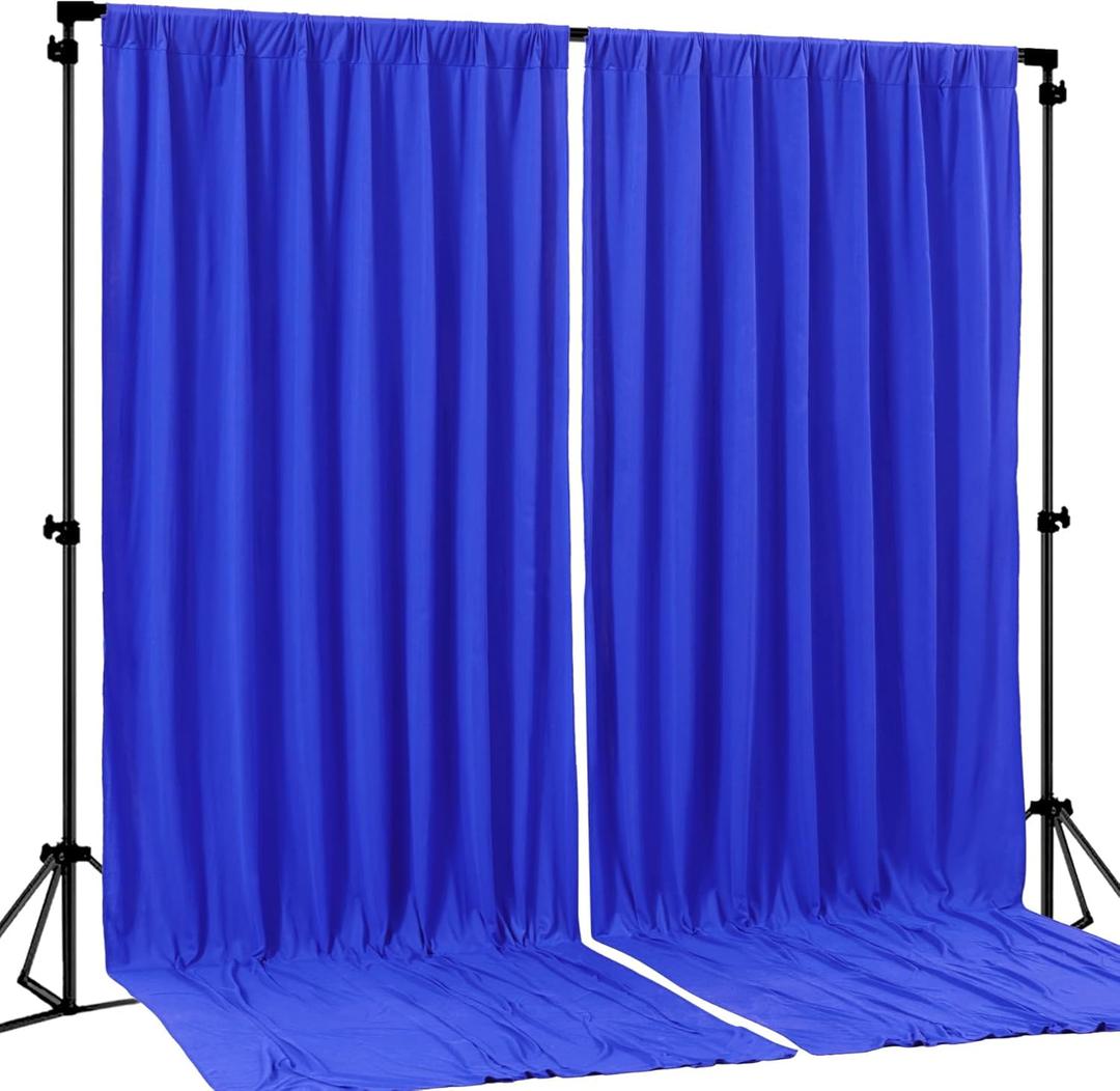 Royal Blue Backdrop Curtain 2 Panels-Wrinkle-Free Royal Blue Curtains Polyester Photography Drapes for Baby Shower Birthday Party Photo Background Backdrop Stand- 8 X10FT