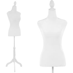 FDW Female Mannequin Body Dress Form Sewing Mannequin Torso Manikin with Tripod Base Stand Adjustable Mannequin for Sewing Clothes Display (White)