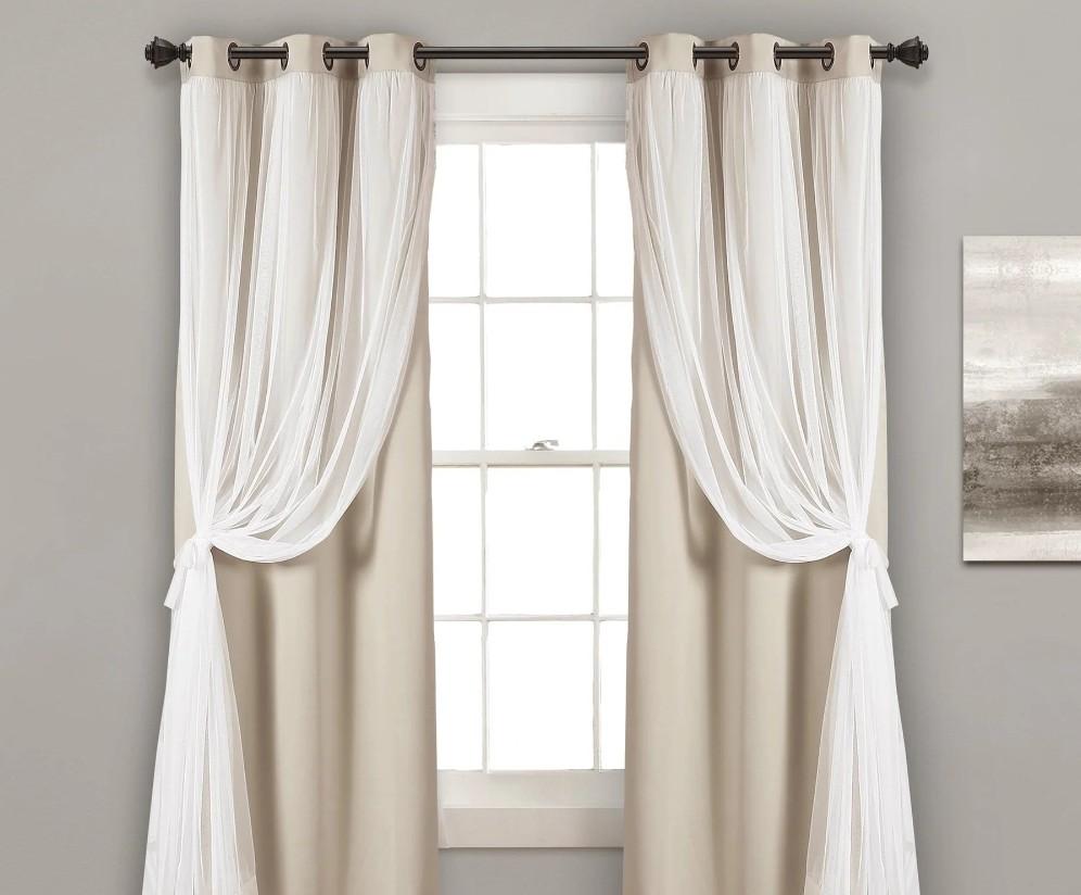 Grommet Sheer With Insulated Blackout Lining Curtain Panel Set
