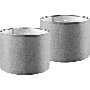 Set of 2 Large Drum Lamp Shades Modern Lamp Shade 16" Top x 16" Bottom x 10" High (Spider) Gray Lampshade for Floor Lamps Table Lamps - Lampshades Replacement By GO&SO (Grey)