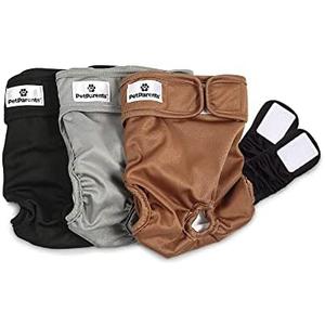 Pet Parents® Washable Dog Diapers 3pack) + Extendrs® of Durable Doggie Diapers, Premium Dog Diapers Female (X-Small, Natural)