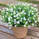 BCBLF Artificial Flowers for Outdoors, Outdoor Faux Plants, 2 Bundles UV Resistant Realistic, Faux Flowers for Outdoor Planters, Spring Summer Home Garden Decoration, White