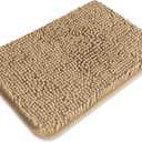 Small Bathroom Rug 12"x18"  Washable and Absorbent Bath Mat, Non Slip, Thick Soft Chenille Bath Rugs for Bathroom, Shower, Sink, Dog mat(Beige)