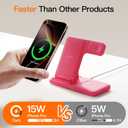 3 in1 Wireless Charger for iphoneAir17 16 15 14 13 12 11 XR 8, Apple Charging Station for AppleWatch 10/9/Ultra/8/7/SE/6/5/4 & AirPods Series, Wireless Charging Station for Multiple Devices Apple (Red)
