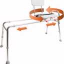 Eagle Health Supplies Sliding Shower Chair Tub Transfer Bench with Swivel Seat, FSA/HSA Eligible, Height Adjustable Shower Benches for Inside Shower, for Elderly and Disabled, Extra Long, 77692