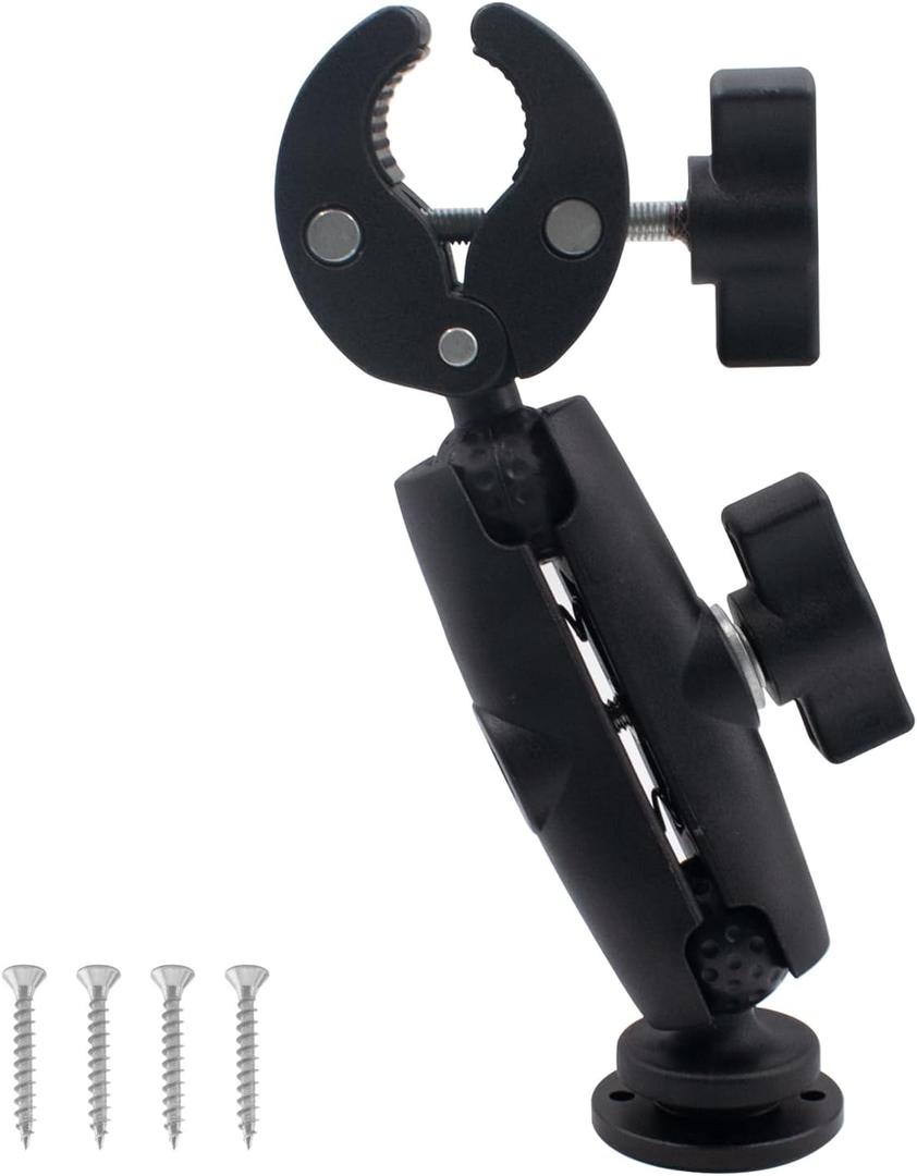 Trolling Motor Stabilizer Support Heavy Duty Tough-Claw Boat Trolling Motor Mount with Medium Arm and Round Plate Base Reduces Vibration 360 Adjustable Fits for 0.67" to 1.5" Diameter Bar