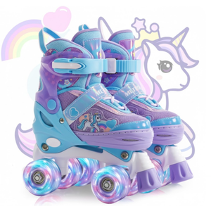 METROLLER Kids Roller Skates Girls Ages 4-6 5-8 8-12 Adjustable Toddler Roller Skates Shining Wheels Little Unicorn Sports Outdoors (Purple and Blue)