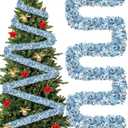 177 Feet Christmas Tinsel Garland Metallic Shiny Hanging Christmas Tree Tinsel Garland Ornaments for Indoor Outdoor Party Wedding Holiday(Blue White Silver)