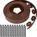 Garden Edging Border,100 Foot Lawn Edging Kit with 90 PCS Spikes, 2 Inch Tall Landscape Edging Roll for Garden, Lawn, Flower Beds, Grass, Yard(Brown)