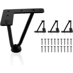 4 Inch Hairpin Legs for Furniture Set of 4, Heavy Duty Industrial Metal Table Legs with 3/8" Black Solid Iron, DIY Hair Pin Legs for Dresser, Couch, Cabinet, Bench with 4 Floor Protectors