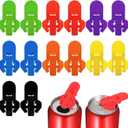 14 PCS Colorful Drink Can Protector Cap, Leakproof Soda Top Ring Opener Tool for Pop Coke Beer, Premium Plastic Shields Can Openers for Prevent Dust at Party BBQ Beach, Manual Easy Can Opener