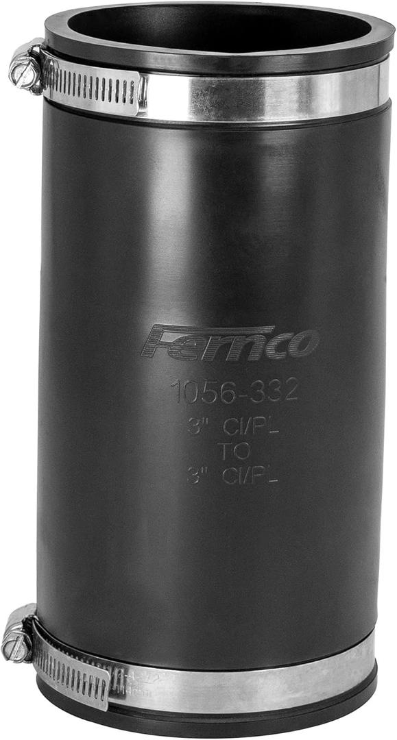 Fernco XL 1056-332 Flexible Pipe Coupling 3 CI/Plastic/Steel to 3 CI/Plastic/Steel