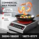 Induction Cooktop Commercial 1800W, Portable Countertop Burner with 8" Fast Heating Coil, 11 Temp/Power Levels, 24H Timer Stainless Steel Electric Stove for for RV Home Kitchen