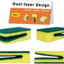 Sponges for Dishes, Dual Scrubbing Design, Thickened and Tidened, 4-Pack Sponges Kitchen, Cleaning Sponge, Cleans Fast Without Scratching, Stands Up to Stuck-on Grime