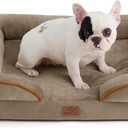 Bedsure Orthopedic Dog Bed Medium Size Dogs - Washable Medium Dog Cat Bed Waterproof, Comfort Pet Couch Sofa with Washable Removable Cover, Pets Bed with Nonskid Bottom, Hazel, 28"