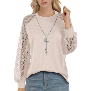 Generic Women's Long Sleeve Tops Lace Casual Loose bodysuit Size large