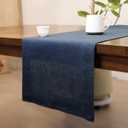 Linen Table Runner 36 Inches Long, 100% Natural Table Runners Small Runner for Coffee Table Kitchen Dining Dresser Fall Thanksgiving Christmas New Year Holiday(Navy Blue,14x36)