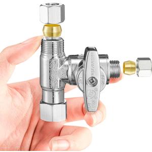 Fridge Water Line Kit Connector - Refrigerator Ice Maker Water Line Splitter, Drinking Water Faucet, Water Filtration System(1/4"-3/8"-3/8") (3/8x3/8x1/4)