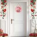 Valentines Day Decorations St Patricks Day Decorations Reversible Valentines Wreath Truck Door Decor Hanging Wall Welcome Sign Wooden Front Door Hanger Wreath for Porch Wall Indoor Home Decor