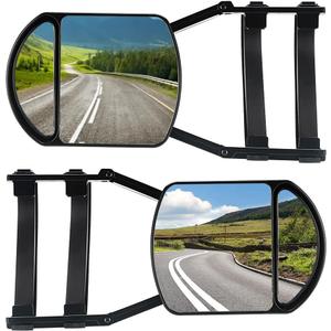 Universal Clip-on Towing Mirrors Extension Towing Mirror 360 Degree Rotation Adjustable Dual View Tow Mirror for Vehicle Car Truck Trailer, 2 Pieces, Flat and Convex Mirror-A