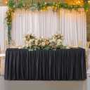 Wish Care Black Table Clothes for Rectangle Tables 6ft, Wrinkle Resistant Fitted Table Cloth with Pleated Ruffle Skirts for Banquet Wedding Baby Shower Folding Tables