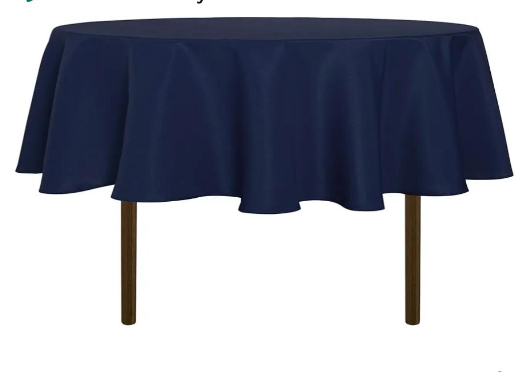 sancua Round Tablecloth - 70 Inch - Water Resistant Spill Proof Washable Polyester Table Cloth Decorative Fabric Table Cover for Dining Tables, Buffet Parties and Camping, Navy