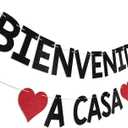 1PC Bienvenido a Casa Banner, Spanish Bienvenidos Sign for Classroom & Home, Glittery Black & Red Banner for Welcome Decor