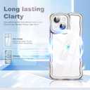3 x SKYLMW Compatible with iPhone 15 Case, Kawaii Cute Curly Wave Frame Luxury Plating Edge, Stylish Glossy Clear Back, Soft TPU Shockproof Protective Cases for iPhone 15, Sliver