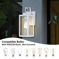 13 in.1-Light Matte White Hardwired Outdoor Wall Lantern Modern Sconce-with Clear Glass 2 Pack
