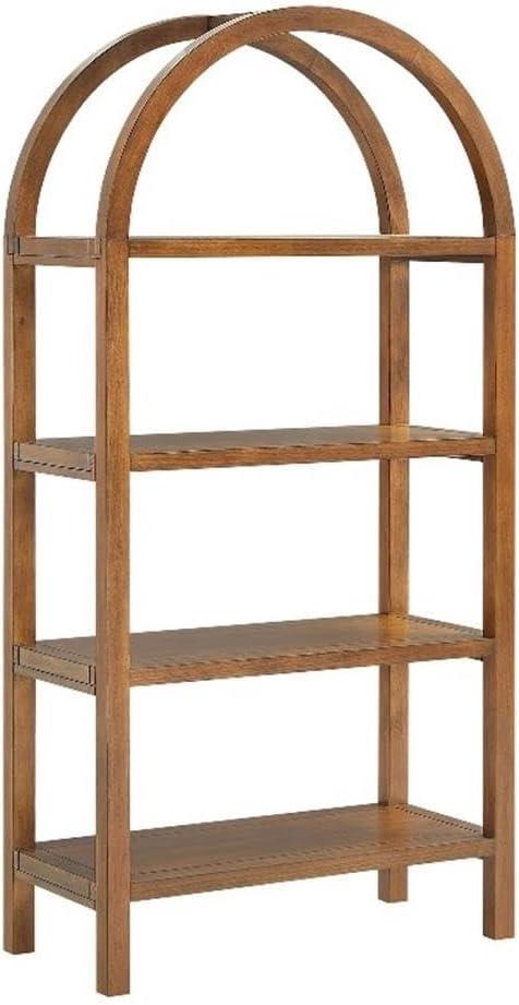 Modway Vexley 60 Inch Arched Bookshelf in Walnut Modern Pine and Acacia Open Display Bookcase for Living Room, Office, Reading Nook, unspecified